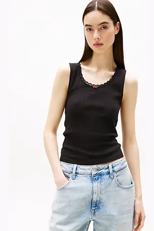 Tommy Hilfiger Slim fit naadloze tanktop met ajourmotief