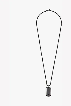 Tommy Hilfiger Zwart geïoniseerde ketting met dog tag