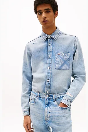 Tommy Hilfiger Regular fit denim overhemd met distressed details