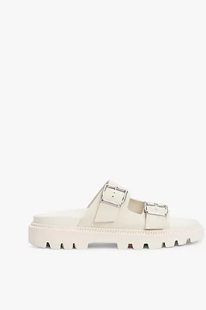 Tommy Hilfiger Suède sandaal met profielzool en 2 banden