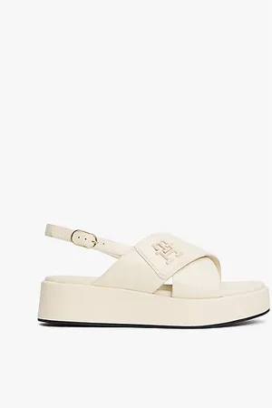 Tommy Hilfiger Leren sandaal met plateauzool en TH-monogram