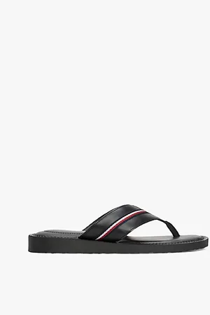 Tommy Hilfiger Leren teenslipper met signature-tape