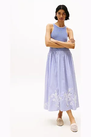 Tommy Hilfiger Maxi-jurk met broderie anglaise