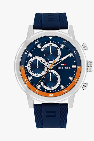 Tommy Hilfiger Rvs horloge met marineblauwe siliconen band