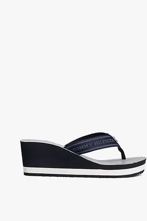 Tommy Hilfiger Teenslipper met sleehak en geweven logo