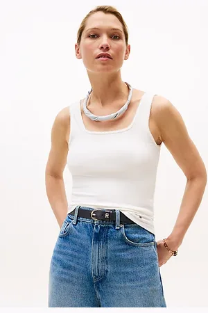 Tommy Hilfiger Geribde tanktop met vierkante hals
