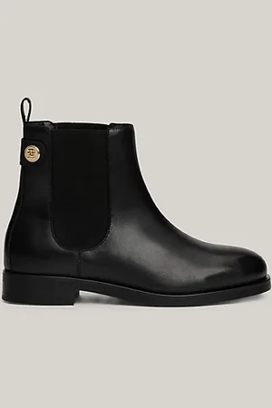 Tommy Hilfiger Chelsea boot van leer met metalen monogram