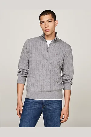 Tommy Hilfiger Kabelgebreide trui met halve rits