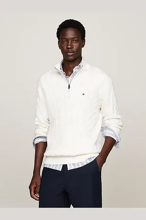 Tommy Hilfiger Kabelgebreide trui met halve rits