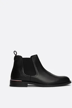 Tommy Hilfiger Leren Chelsea boot met signature-tape