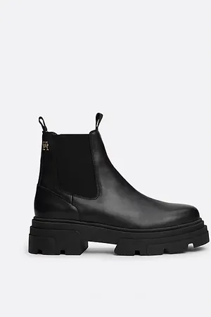Tommy Hilfiger Leren Chelsea boot met contrasterende zool