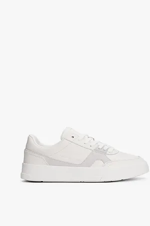 Tommy Hilfiger Leren court sneaker met contrasterend paneel