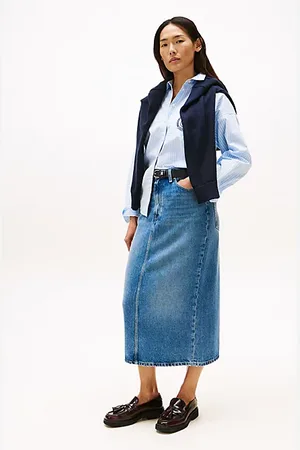 Tommy Hilfiger High rise straight denim midi-rok