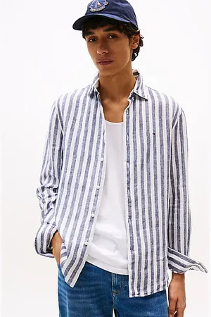 Tommy Hilfiger Regular fit linnen overhemd met strepen