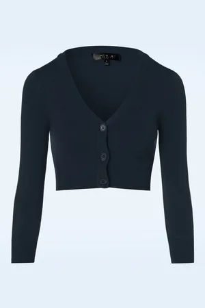 Mak Sweater Shela cropped vest in marineblauw