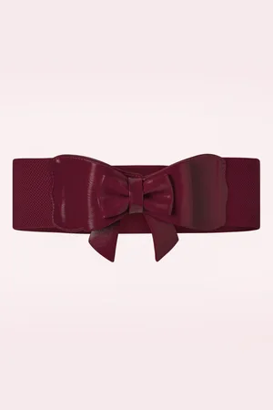 Banned Retro Play It Right Bow Belt in bordeauxrood