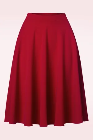 Vintage Chic Sheila swingrok in lippenstiftrood