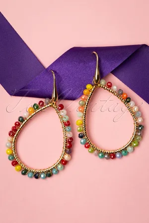 Day&Eve by Go Dutch Label Rainbow oorbellen met kralen in goud