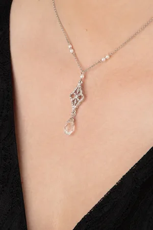 Lovely Victorian filigraan ketting in en glas