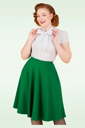 Vintage Chic Sheila swingrok in smaragdgroen