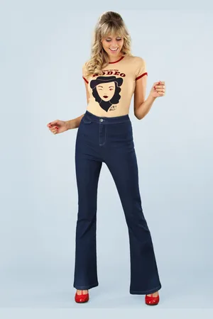 Banned Retro Legs Eleven uitlopende broek van denim