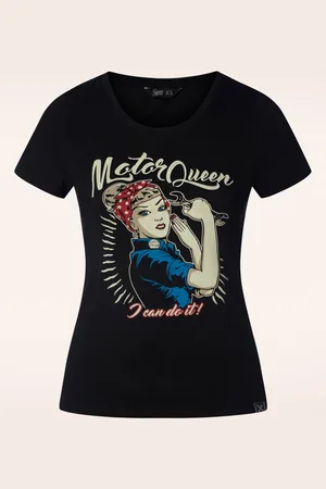 Queen Kerosin I Can Do It Motor Queen T-shirt in zwart
