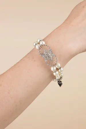Lovely Deco parel armband in ivoor
