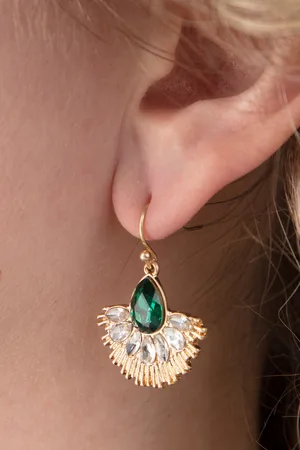 Lovely Kristallen waaierdruppeloorbellen in goud en groen