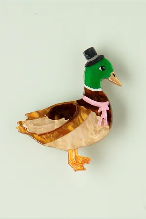 Erstwilder Well-Dresses Duck broche