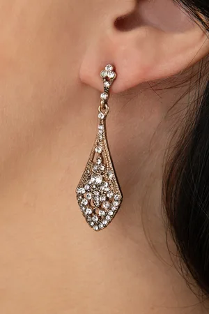 Lovely Art Deco Crystal Long Drop oorbellen in antiek