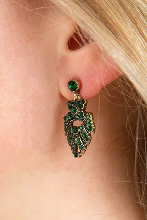 Lovely Art Deco Drop oorbellen in smaragdgroen