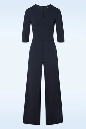 Vintage Chic Iris jumpsuit in marineblauw