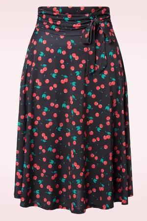 Vintage Chic Ally Cherry swing rok in zwart