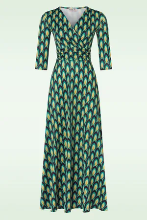 Vintage Chic Vivian Retro maxi jurk in teal