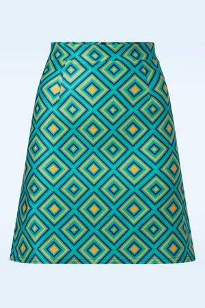 Vintage Chic Bobby Geometric Retro rokje in blauw