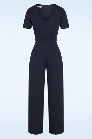Vintage Chic Evelynn jumpsuit in marineblauw