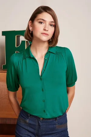 King Louie Carina lichte EcoVero viscose blouse in nijlgroen