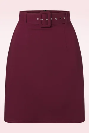 Vintage Chic Brenda a-lijn rok in wijnrood