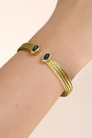 Day&Eve by Go Dutch Label Stone armband in goud en blauw