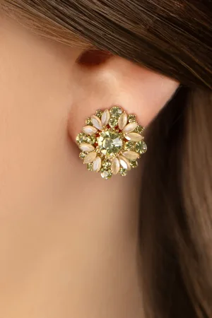 Day&Eve by Go Dutch Label Diana Crystal Flower oorbellen in goud en poederroze