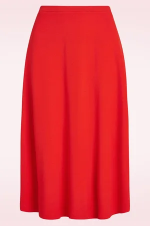 King Louie Juno Milano crepe midi rok in vuurrood