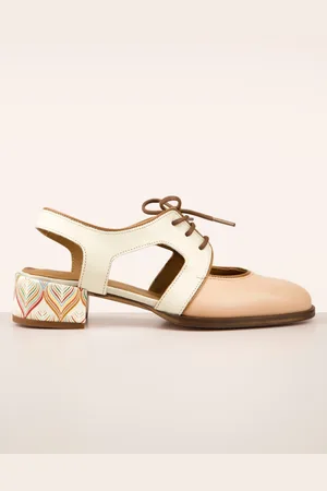 Nemonic Colette sandalen in crème en blush