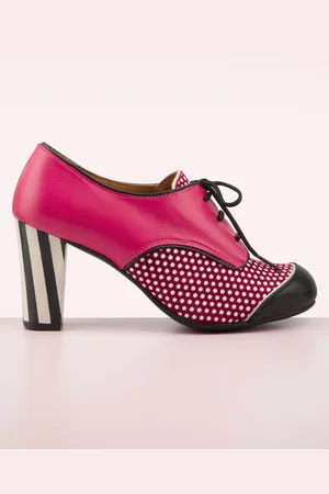 Nemonic Madison Leather shoe booties in hibiscus roze