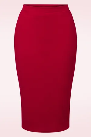 Vintage Chic Bella midi rok in lippenstift