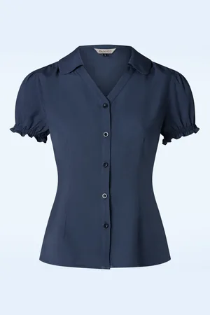 Banned Retro Jane blouse in marineblauw