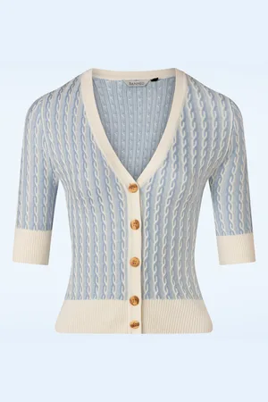 Banned Retro Regatta Race Gestreept Gebreid Vest in Blauw