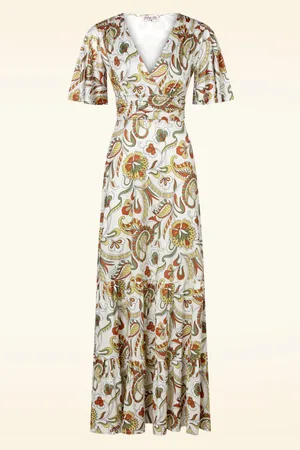 Vintage Chic Farrah Paisley maxi jurk in crème