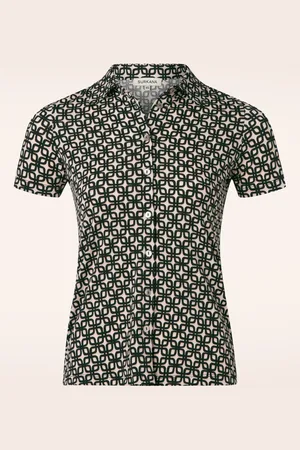 SURKANA Joanna Graphic top in zwart en beige