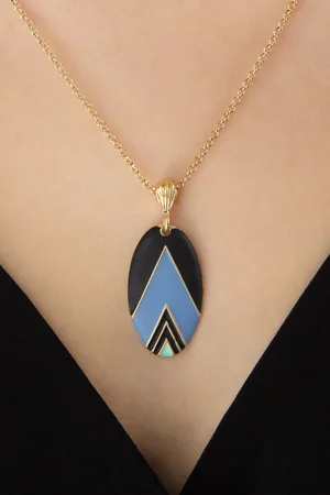 Lovely Vintage Deco ketting in blauw