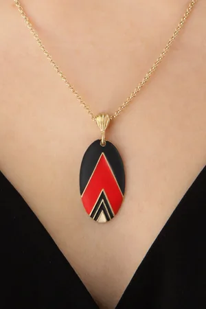 Lovely Vintage Deco ketting in oranjerood